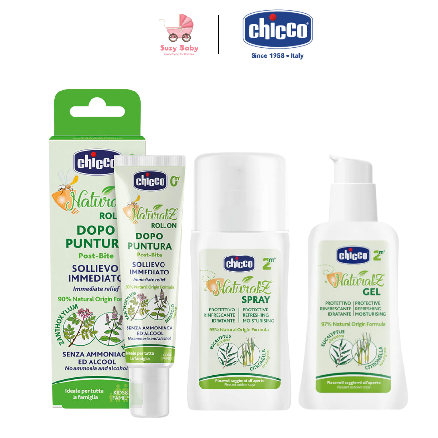 Xịt chicco chống muỗi đốt và công trùng cắn 100ml và lăn chicco bôi vết muỗi đốt và côn trùng cắn 10g, Suzy baby