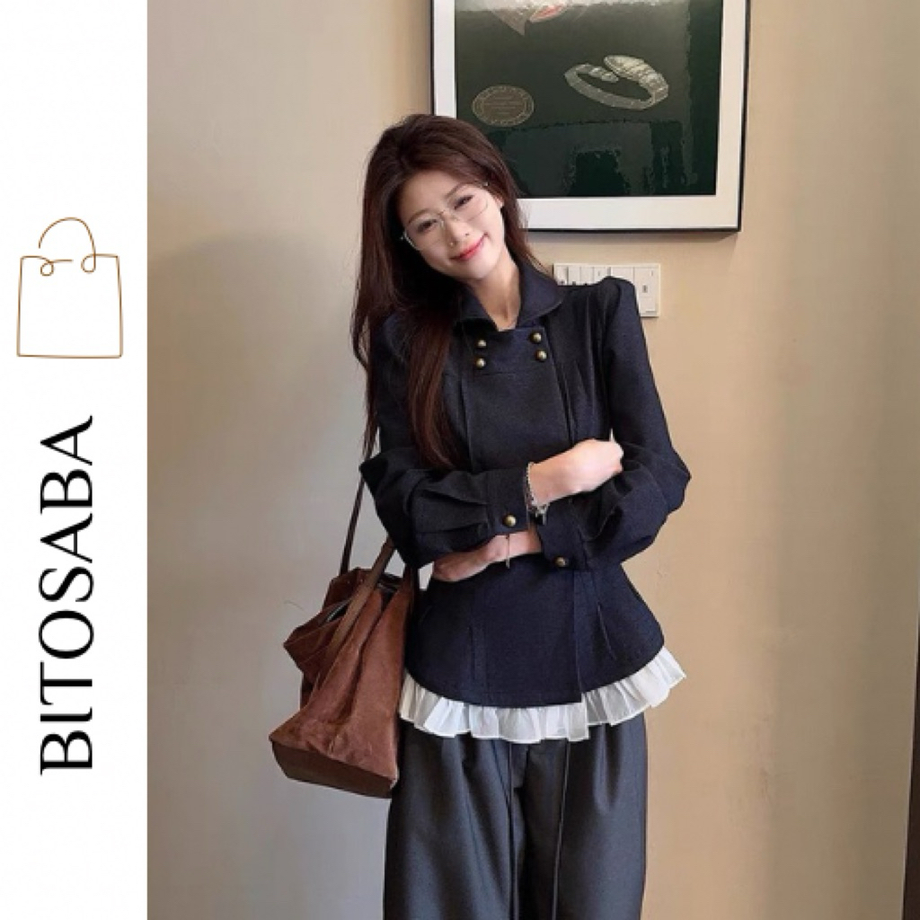 Áo bò dài tay phối ren trắng siêu tôn dáng ( AB99)