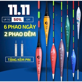  Combo Phao Câu Cá 6 Phao Ngày 2 Phao Đêm Tặng Kèm Pin Bộ Phao Câu Ngày Đêm 