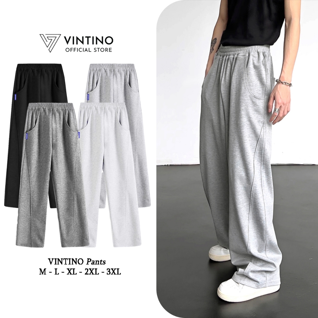  Quần Nỉ Nam Ống Suông Rộng Thể Thao Vải Cotton 2 Da Co Giãn Nam Nữ Track Pants Unisex VINTINO Q2DA 
