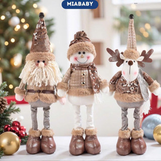  Gấu bông rút chân trang trí giáng sinh hình ông già noel người tuyết chú tuần lộc trang trí Noel tone màu Nâu Miababy 