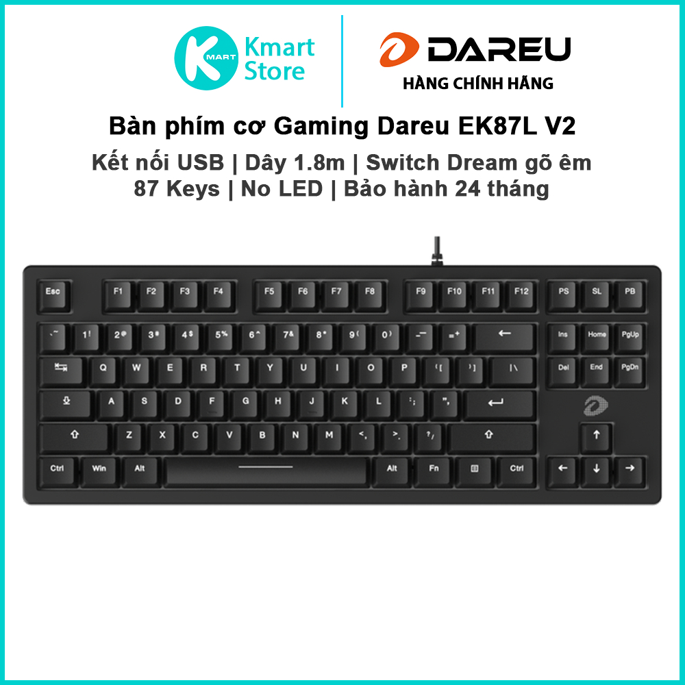 Bàn phím cơ Gaming Dareu EK87L V2 | Kết nối USB | 87 Keys | Sw Dream | No Led | Bảo hành 2 năm