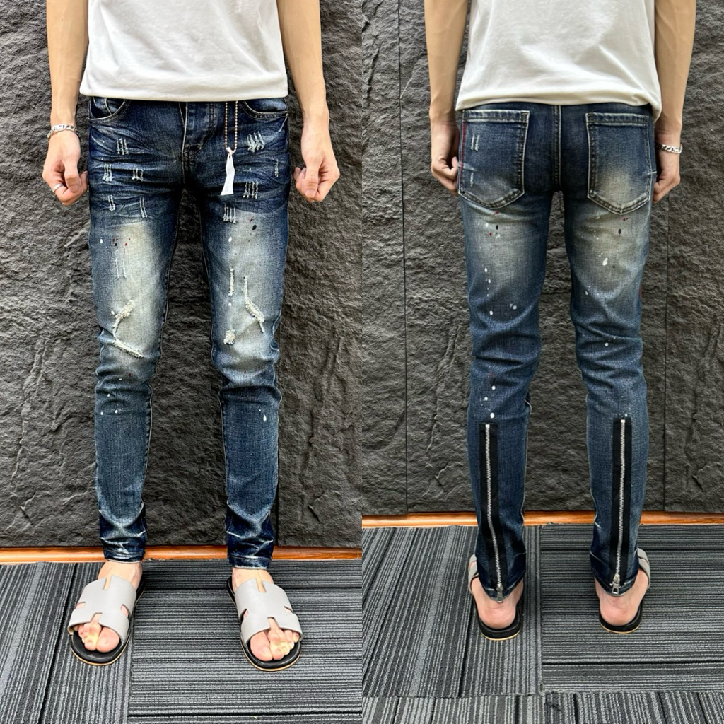 quầm jeans PPP xanh ghi xước 2k ống chân 4 cúc được ktra