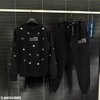  Bộ Quần Áo Nỉ Nam ICON Họa Tiết Hình Lá In Nhiệt Chất Liệu Nỉ Bông Form Dáng Thể Thao Cho Ae Boy Phố 