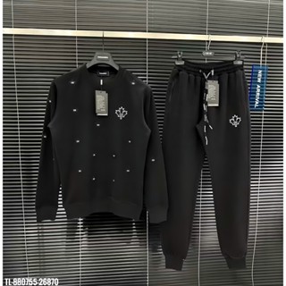  Bộ Quần Áo Nỉ Nam DSQ2 Họa Tiết Hình Lá In Nhiệt Chất Liệu Nỉ Bông Form Dáng Thể Thao Cho Ae Boy Phố 