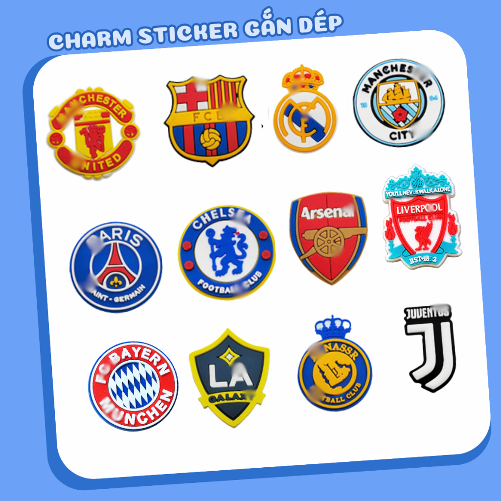 Charm gắn dép, sticker cross mẫu C23 dép sục mẫu câu lạc bộ