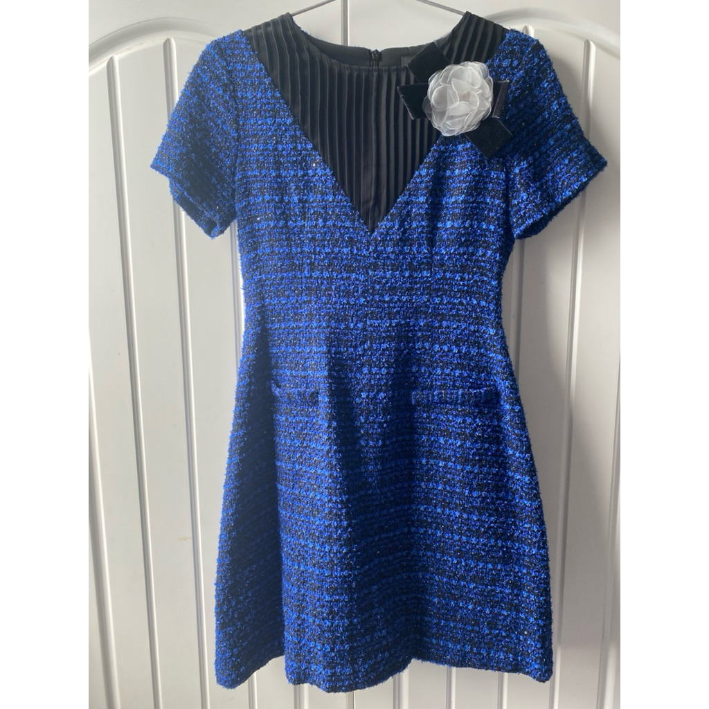 Đầm dạ tweed xanh Elise size M