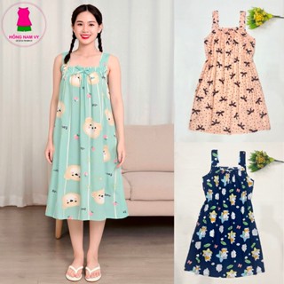  Váy tole lanh mặc nhà mặc ngủ siêu mát 49-80kg đầm dây tole 2 da 