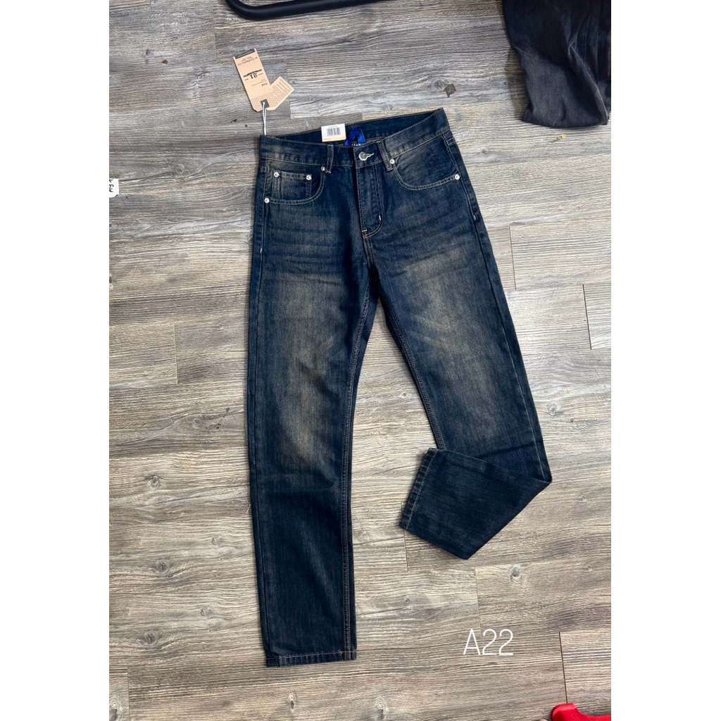 81 BOUTIQUE - Quần Jean Nam Ống Suông Chàm Rêu A22, Quần Jeans Denim Mềm Êm Form Đẹp Dễ Phối