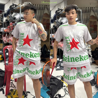  Set đồ mặc nhà in BIA HINEKEN BẠC rẻ đẹp mùa thu đông hè thể thao ,bộ đùi quần áo nam nữ 40-100KG K1 