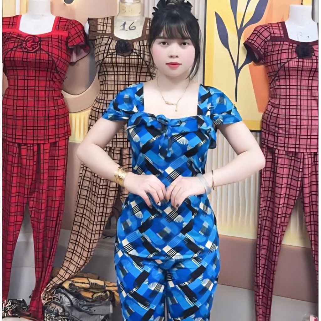 Bộ Thun Mặc Nhà Bộ Trung Niên Quần Dài Ống Nhỏ