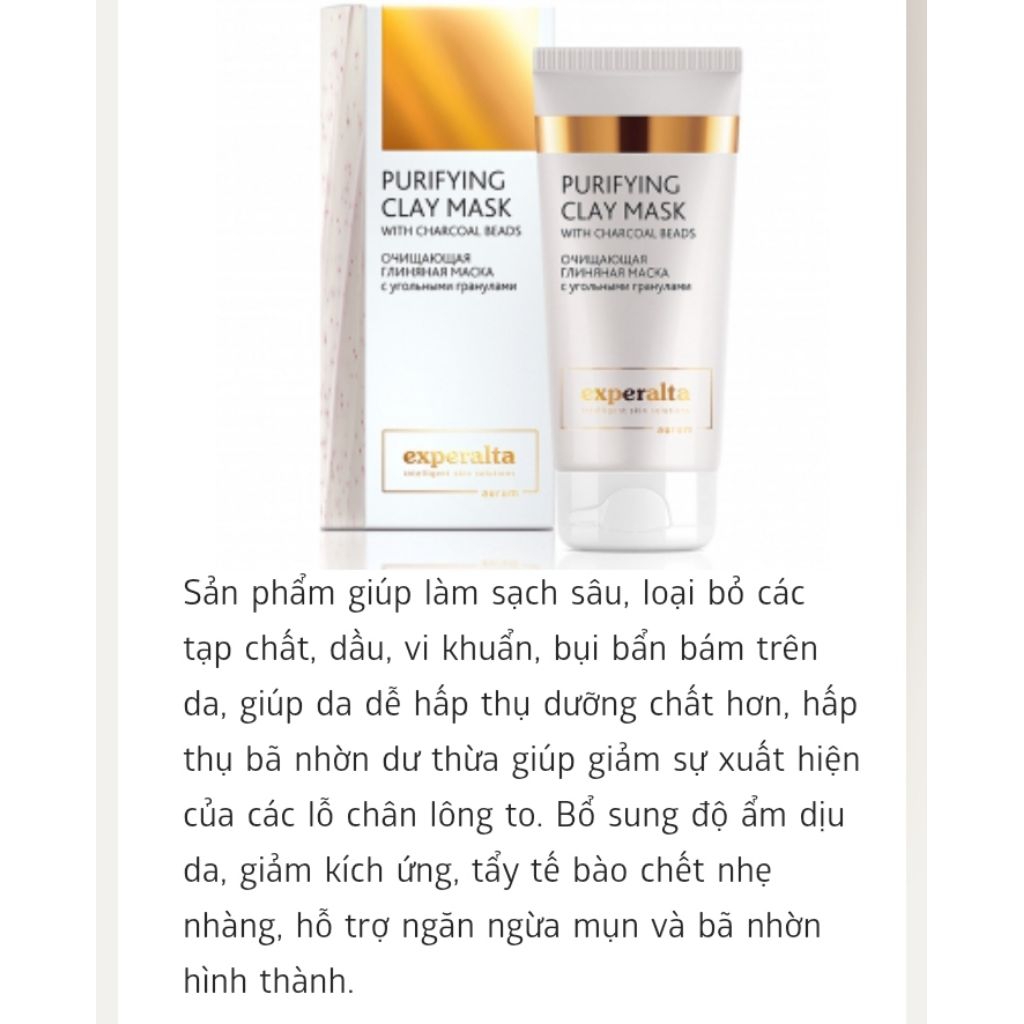 sữa rửa mặt siberian Experalta Aurum Purifying Clay Mask with Charcoal Beads
