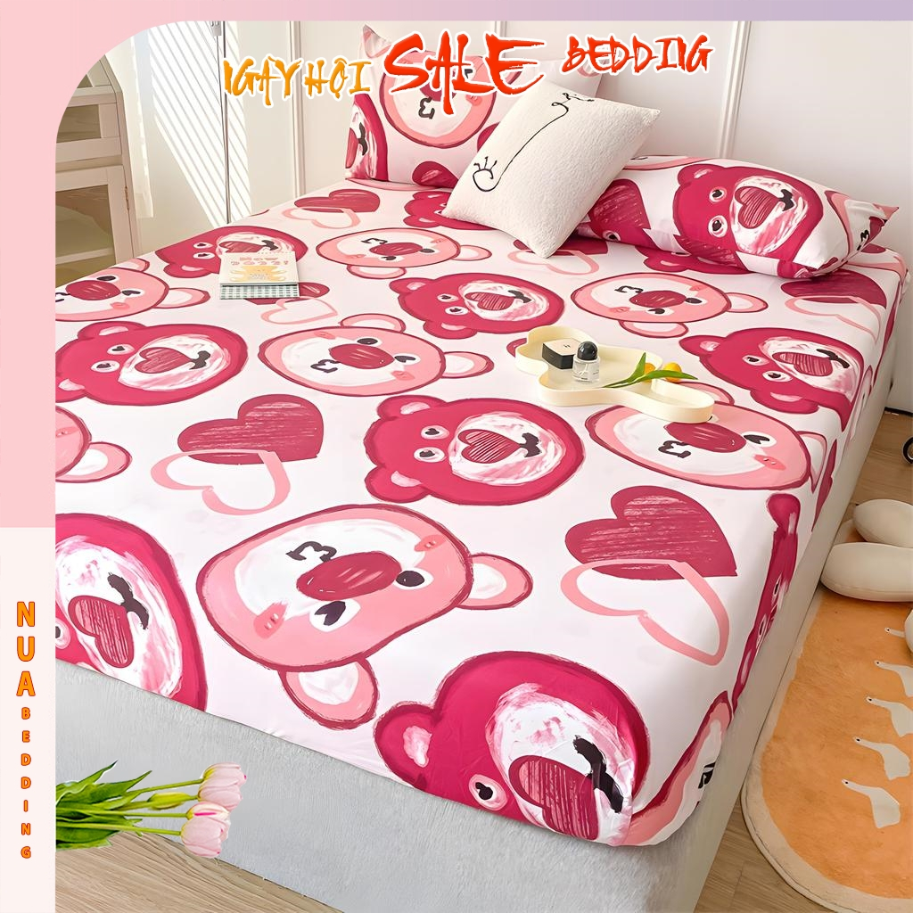 Bộ Ga Giường 3 Món m4 m6 m8, Drap Giường, Ga Trải Giường + 2 Vỏ Gối Cotton Poly Mềm Mịn Không Bai Xù