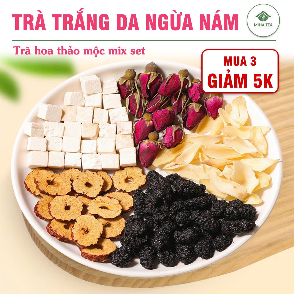 Trà trắng da ngừa nám, 10 set mix vị, trà thảo mộc dưỡng nhan, đẹp da - Mihatea