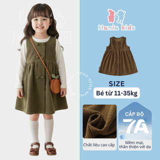  Váy yếm bé gái Hania Kids váy nhung tăm không tay dáng xòe ấm áp mùa đông cho bé đi học đi chơi 