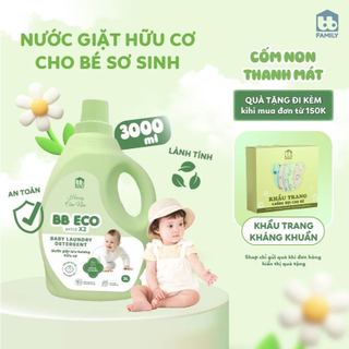   Kèm quà  Nước Giặt Xả Cho Bé BB Eco Organic Thơm Lâu Kháng Khuẩn và Giữ Bền Màu Vải An Toàn Cho Trẻ Nhỏ 3KG 