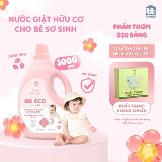   KÈM QUÀ   Nước giặt xả cho bé BB Eco 3000ml hữu cơ organic lưu hương 72h kháng khuẩn an toàn cho da 