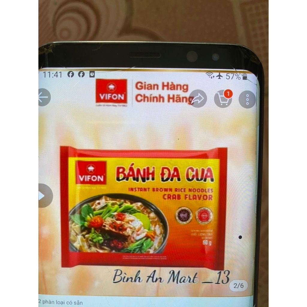 Thùng 30 gói Bánh Đa cua/ Bánh Đa tôm/ Bún riêu cua VIFON