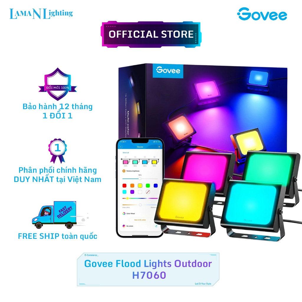 Đèn LED Govee H7060 | Đèn Led outdoor chống nước chiếu sáng cây cảnh, trang trí sân vườn ngoài trời