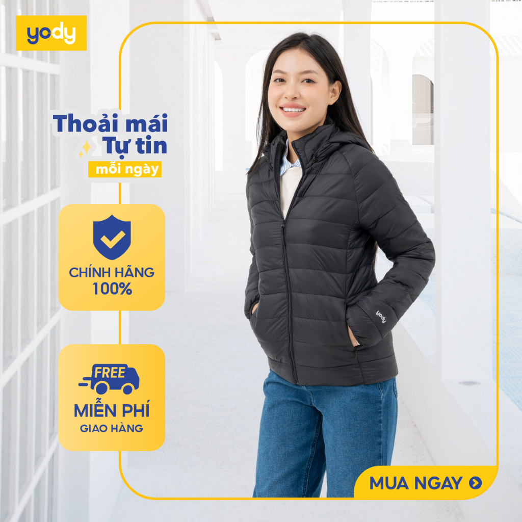 Áo phao nữ Raglan YODY khoác dáng ngắn có mũ ấm áp thời trang nữ mùa đông cao cấp PHN6014