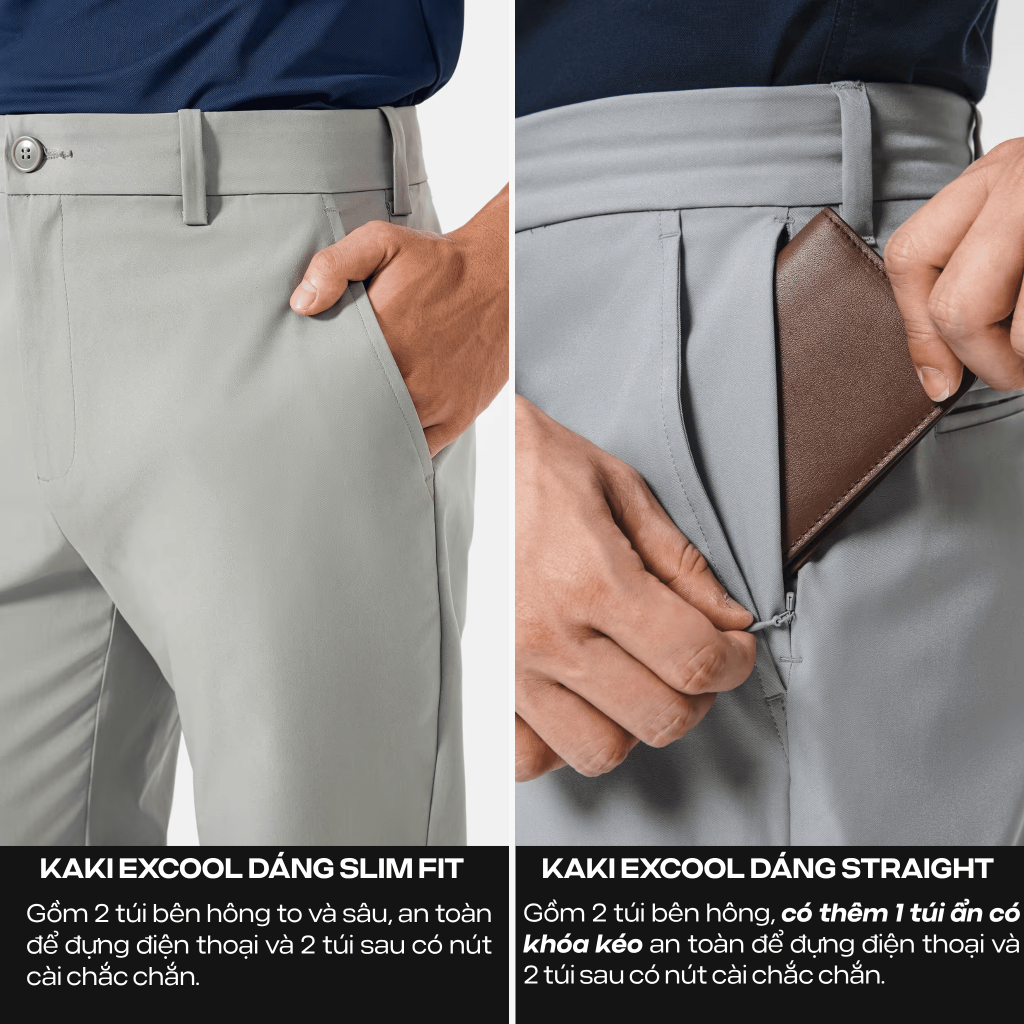 Quần dài nam Kaki Excool co giãn, thấm hút, chống nắng, quần âu chống tia UV Coolmate | BigBuy360 - bigbuy360.vn