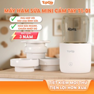  Máy hâm sữa mini cầm tay cao cấp M3-04   T1-01 TopGiaKids kèm 4 cổ nối tiện lợi phù hợp với nhiều loại bình 