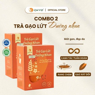 Combo 2 hộp Trà gạo lứt dưỡng nhan Quê Việt - Hộp 100g  10gói x 10gr  200gr 20 gói x10gr  