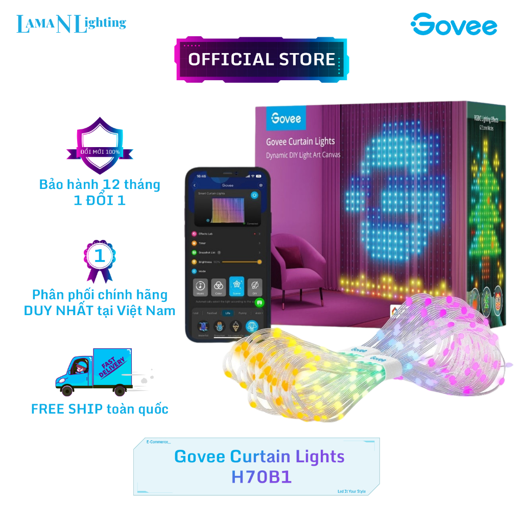 Đèn LED trang trí tường Govee H70B1 màu RGBICW 25W