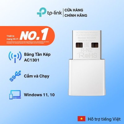 USB Wi-Fi Mercusys MA30N Băng Tần Kép Nano AC1300 | Cắm Và Chạy, Windows 10,11, Kích Thước Nhỏ Gọn