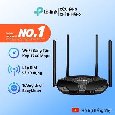 Router Wi-Fi Mercusys MB235-4G AC1200 Gigabit Băng Tần Kép | Hỗ Trợ 4G+ Cat6, EasyMesh, Vùng Phủ S