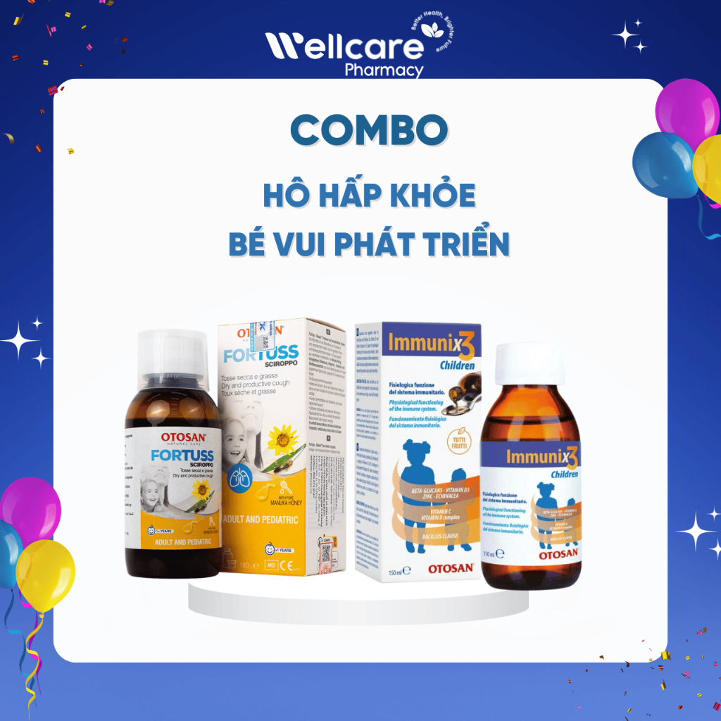 Combo Otosan Siro Immunix3 & Siro Fortuss bộ đôi hô hấp khỏe, bé vui phát triển