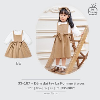 Đầm Dài Tay La Pomme Ji Won Sợi Warm Cotton Ấm Áp Cho Bé Gái 12M–5Y