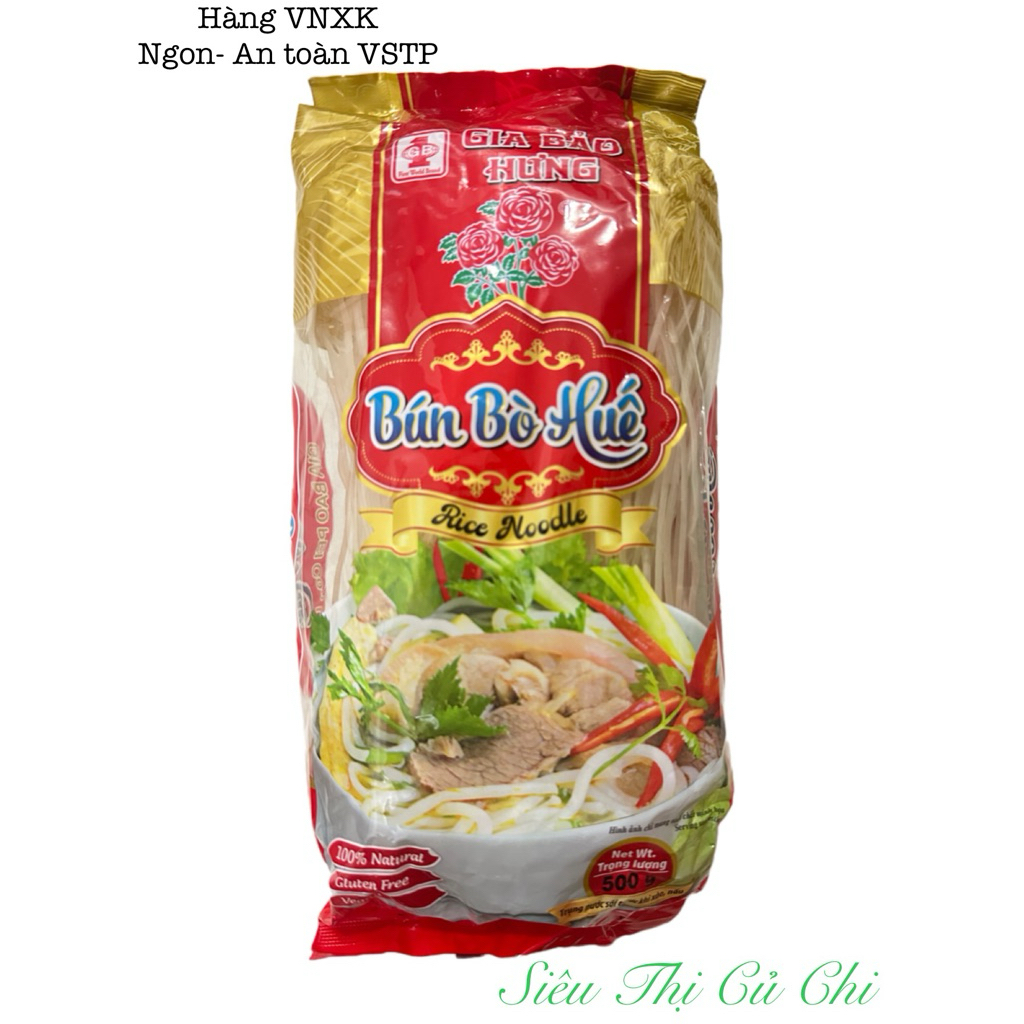 Gói 500gr Bún bò Huế khô, bún khô, phở khô (Hàng VNXK) (Bún sợi to)