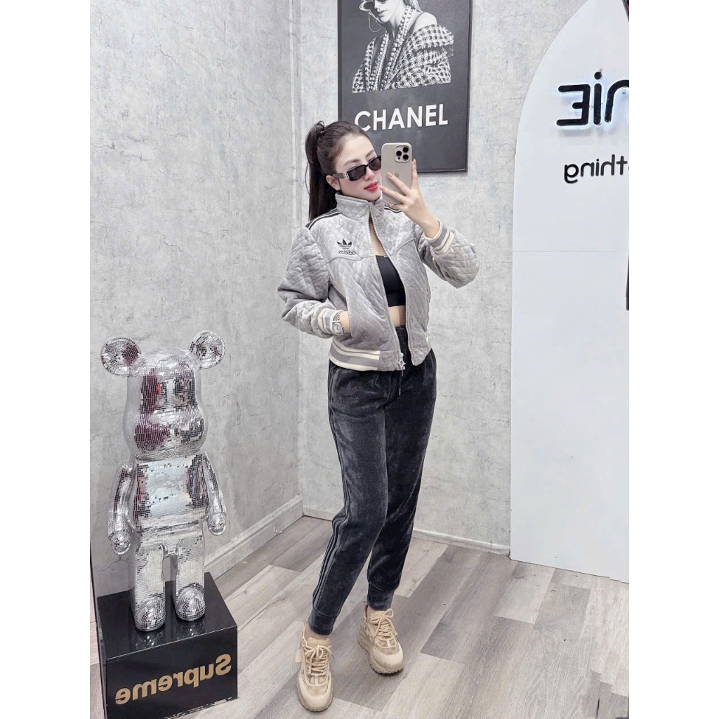 Bộ đồ nhung nữ.sét thể thao kéo khoá  .đồ bộ đi chơi đẹp chất vải nhung hàng hàng quảng châu cấp.Siz