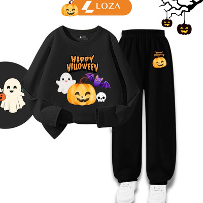 Bộ thu đông Halloween cho bé trai, bé gái nhiều mẫu màu đen -Trang phục hóa trang dài tay Loza Kids BW002
