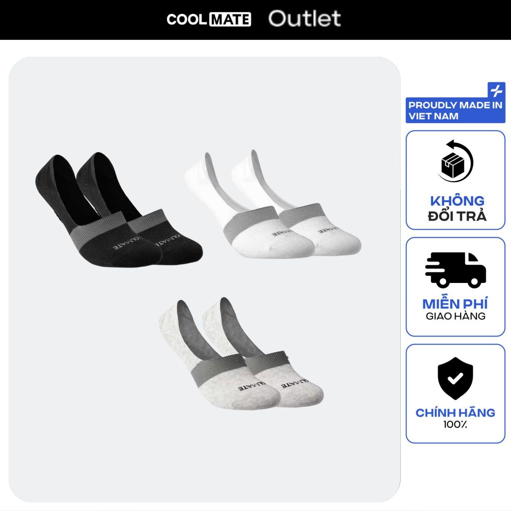 [Coolmate Outlet] Tất lười No show socksKhông trượt gót,Không bai dão