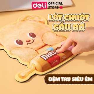 Lót Chuột Bàn Phím Máy Tính ButterBear x Deli Pad Chuột Có Đệm Tay Siêu Êm  Chông Trượt Chất Liệu Cao Su Cao Cấp