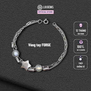  Vòng Tay Thép Không Gỉ Cao Cấp Mix Đá Tự Nhiên 8Ly Liugems Cho Nam Nữ Unisex Forge VT03 