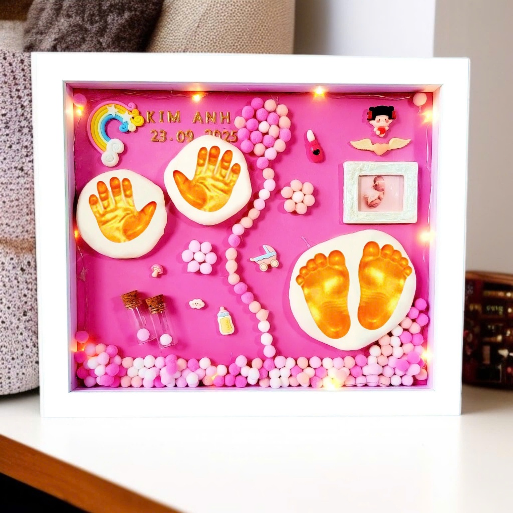 In dấu chân tay bé sơ sinh, bộ khung in dấu chân tay an toàn, lưu giữ dấu chân tay cho bé