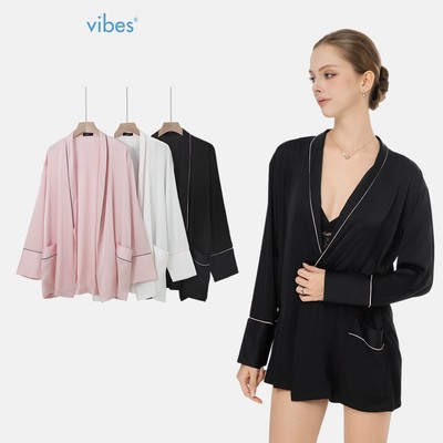 VIBES Áo choàng ngủ quyến rũ Lụa cao cấp Aurelia Silk Robe, áo choàng cô dâu sang trọng