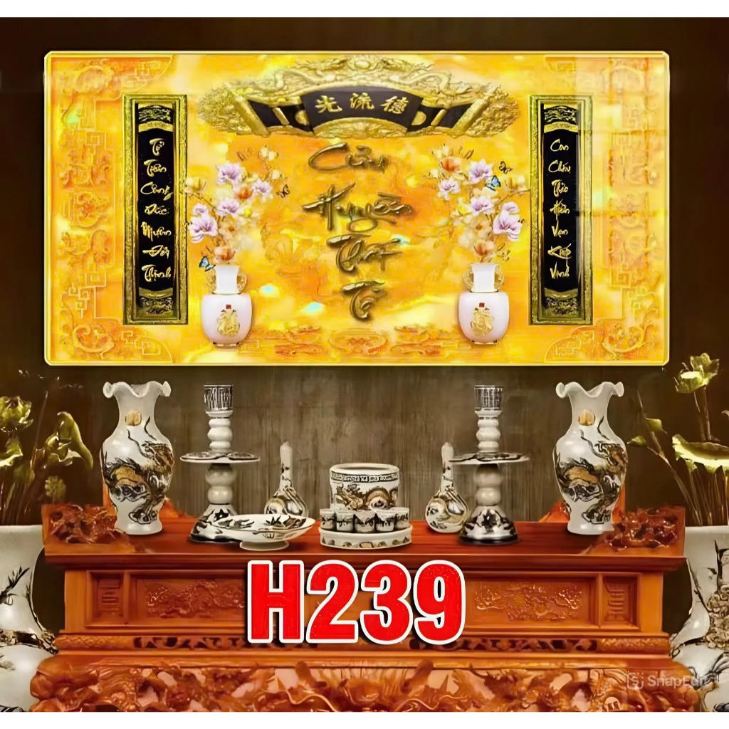 Tranh Tráng Gương CỬU HUYỀN THẤT TỔ In Cao Cấp - Trang Trí Nhà Cửa. Treo Tường, Phòng Khách - Quà