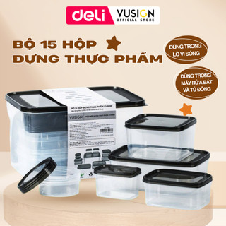   COMBO 30 HỘP  Bộ hộp 2 set 15 chi tiết hộp đựng thực phẩm DELIxVUSIGN đủ size từ 250 - 8500ml dùng được cho lò vi sóng 