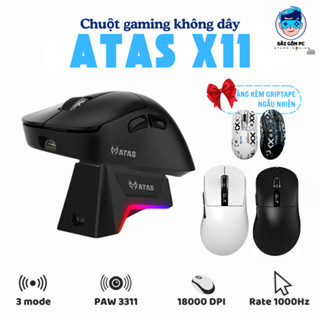  Chuột gaming không dây ATAS X11 Pro - 3 chế độ kết nối - Mắt đọc PAW3311 -  Hỗ trợ App macro - Dock sạc 