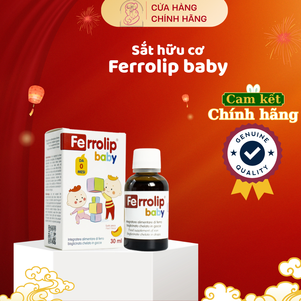 [ quà tặng tự chọn ]SẮT FERROLIP BABY Vị đào thơm ngon dễ uống chính hãng