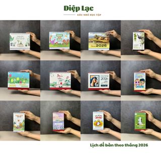  Lịch để bàn 2026 - có ngày âm dương LỊCH VIỆT thiết kế theo tháng in hình sắc nét vpp Diệp Lạc 