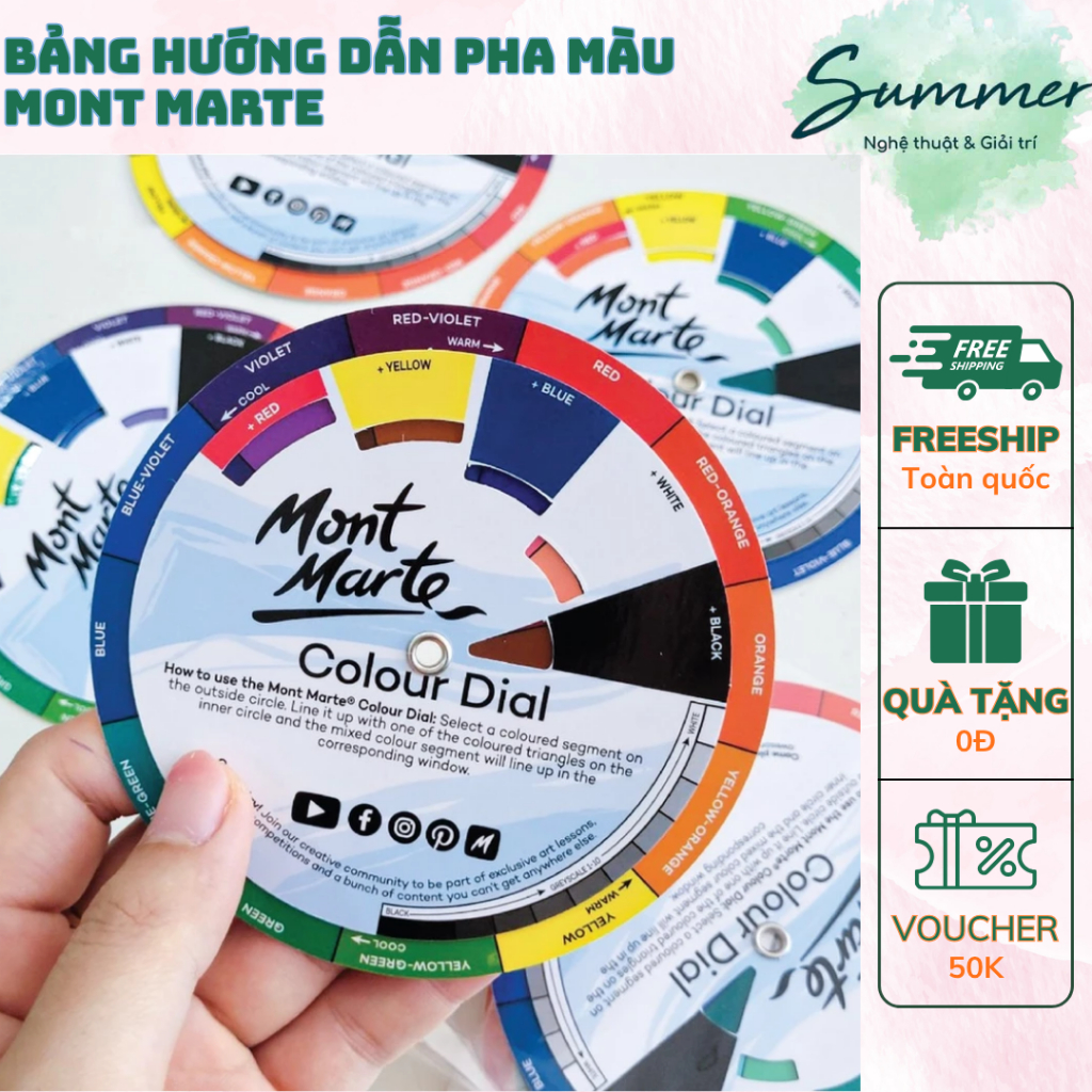 Bảng Hướng Dẫn Pha Màu Mont Marte Mini 10.5cm Giấy Cho Họa Sĩ Thiết Kế Tìm Màu Chuẩn – Họa cụ Summer