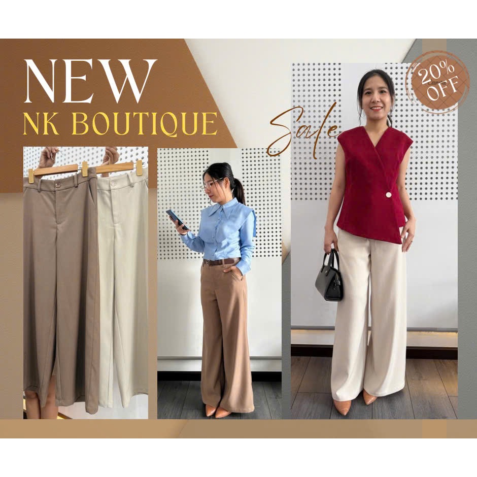 Quần Tây Ống Suông Cao Cấp Co Giãn Chất Liệu Cotton Lạnh Hàn Quốc Chính Hãng - NK Boutique-NK246