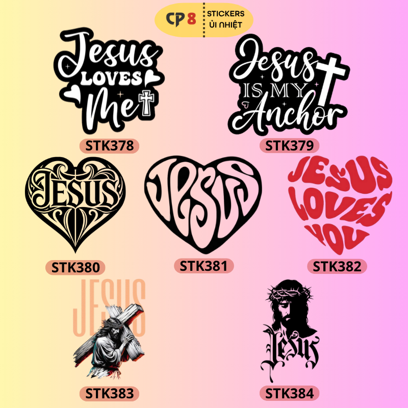 Bộ Hình In, Ủi Nhiệt Sticker Jesus 01 - CP8 PET Sticker