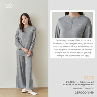  Nous Homewear Bộ quần áo dài tay chui đầu nous mom cho ẹ bầu sau sinh thu đông in họa tiết xinh xắn dưới 70 kg BST T10 
