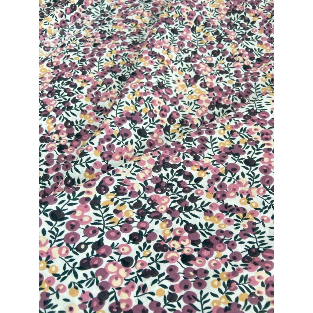 VẢI LỤA MANGO HOA NHÍ TÍM NỀN TRẰNG - KHỔ VẢI 1M5 - VẢI THÙY MINH